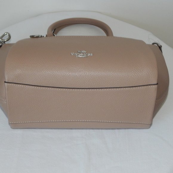 NWT COACH ELISE Pebbled Leather Medium Satchel Top Handle Bag in Light Taupe - Picture 9 of 13